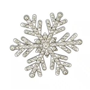 Festive Sparkling Snowflake Brooch with Clear Faux Gems - New!